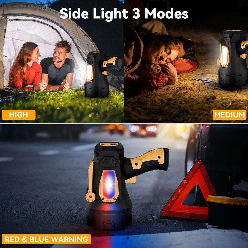 polisak Rechargeable Spotlight Flashlight, 99,000 Lumens Super Bright LED Spotlight with COB Light & Foldable Tripod, 10000ɱAh 30H Long Lasting Large Handheld Spot Light for Huŋting Boating Camping
