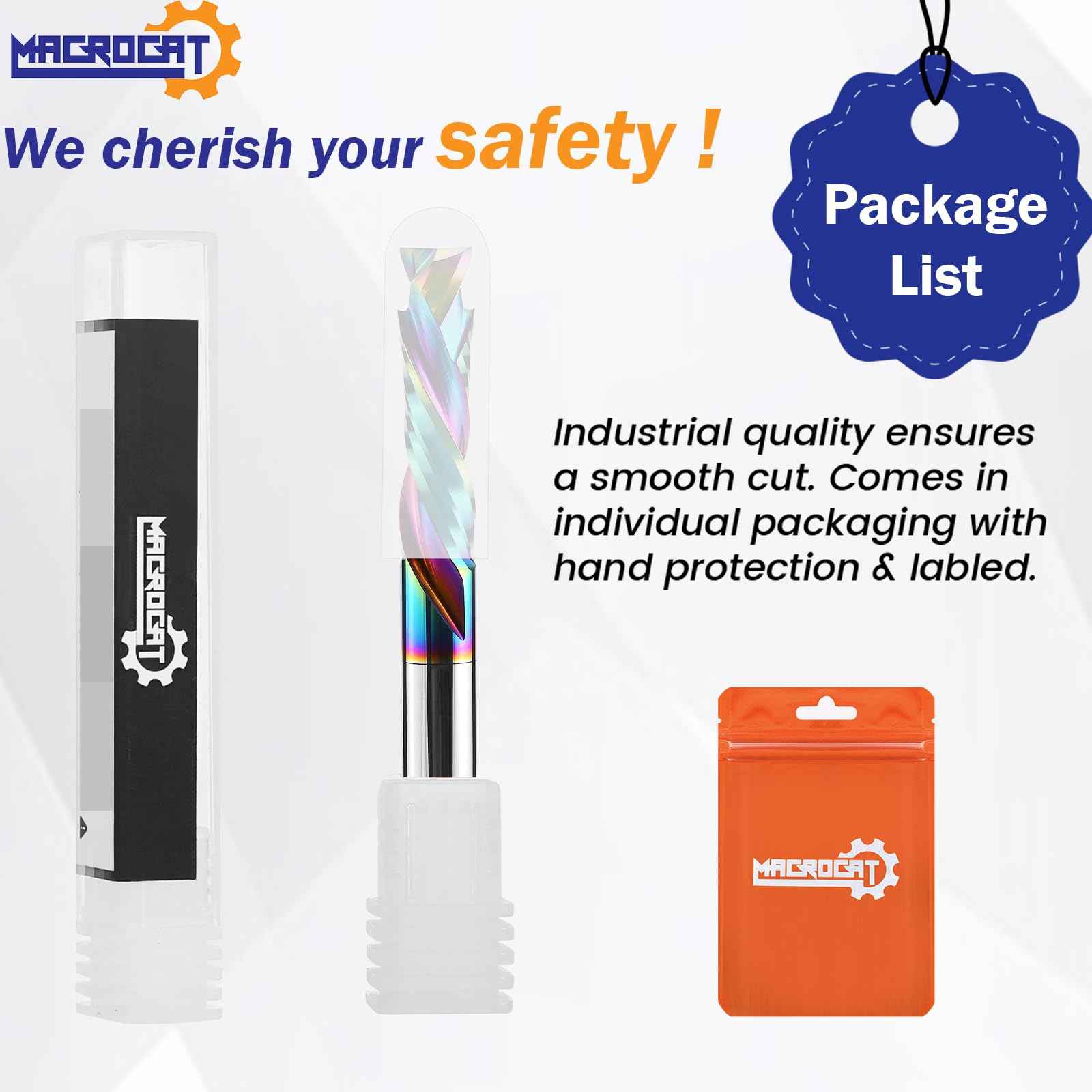 Compression Spiral Router Bits 1/4 "Shank, 1/4 "Cutting Diameter, 1" CL, Up Down Cut Bits for CNC & Wood Working / Wood Carving ,Solid Carbide End Mill with DLC Coating