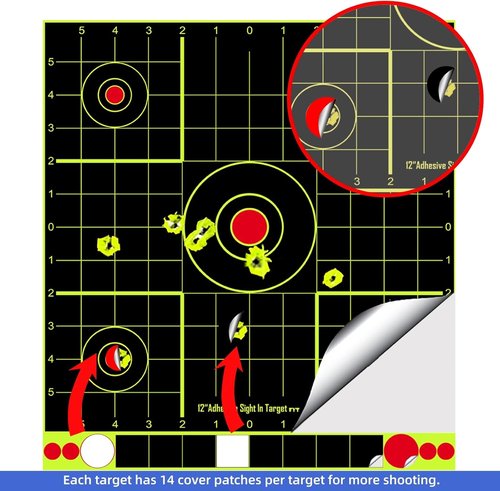 ATFLBOX 12x12 Inch Splatter Paper Targets - Adhesive Shooting Targets for Air Gun, Rifle & Pistol