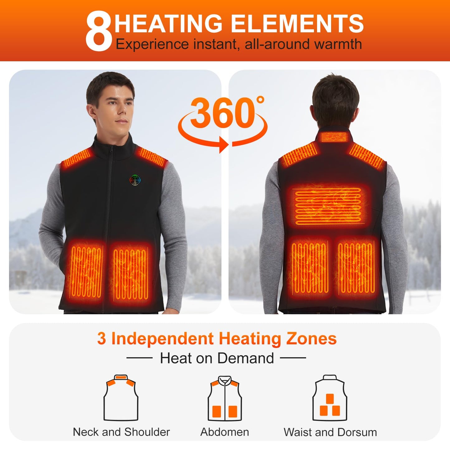 Heated Vest for Men with Battery Pack Included, Smart Controller, Light Out Design, Lightweight Electric Heating Jacket