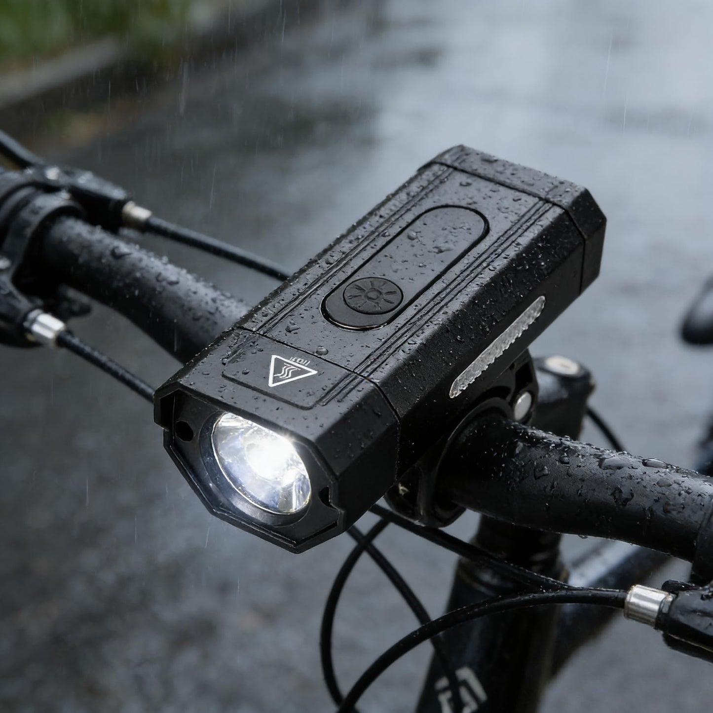 Multifunctional Bicycle Lamp, USB Rechargeable Bike Light, 800 Lumens, 5 Modes, IPX6 Waterproof Front Headlight with Battery (Black)
