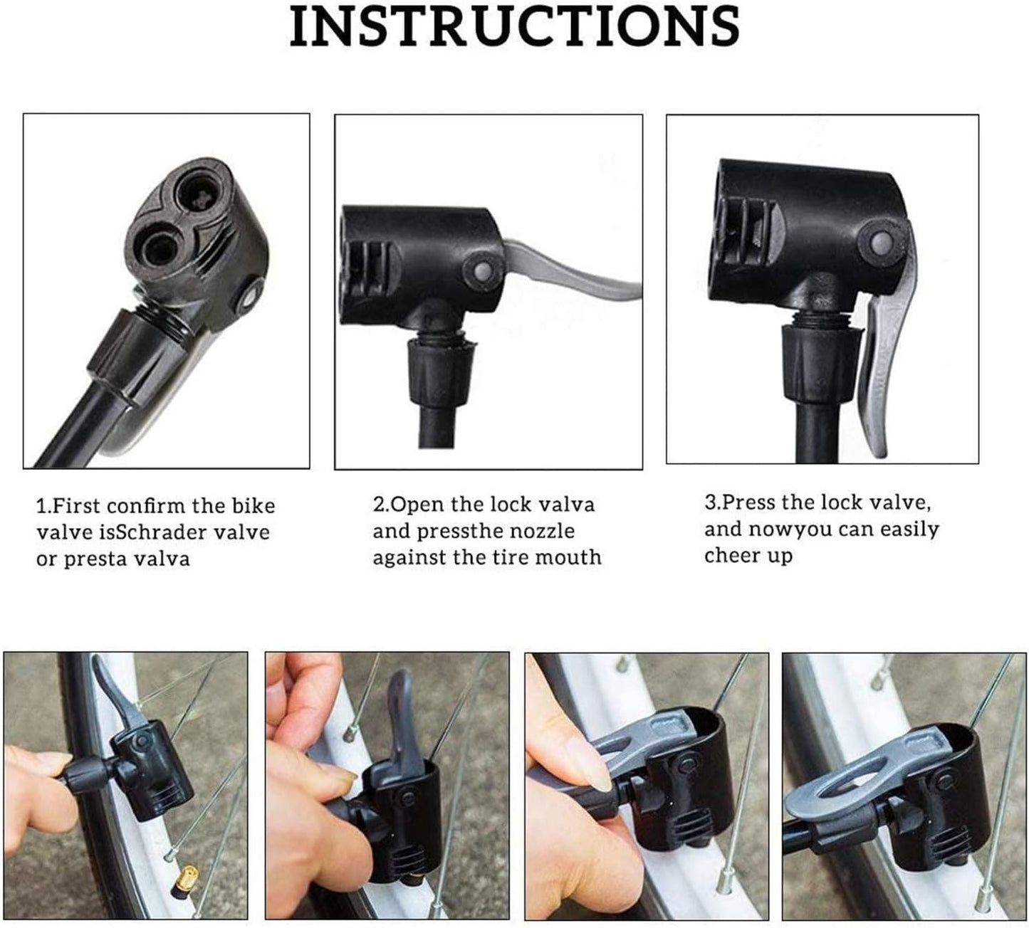 VIMILOLO Bicycle Pump - Portable Bike Floor Pump with Gauge for Presta & Schrader Valves