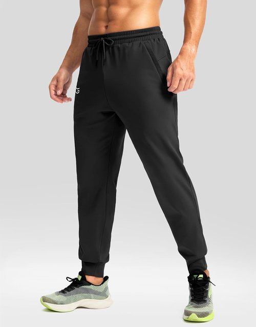 G Gradual Men's Fleece Joggers - Water Resistant Athletic Pants with Zipper Pockets | Winter Warm Gym Wear