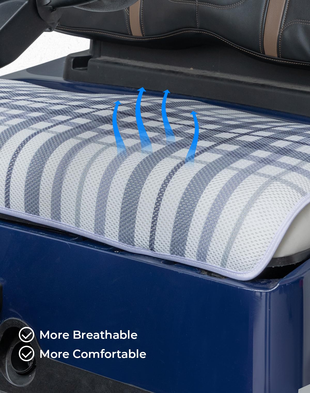 KEMIMOTO Universal Golf Cart Seat Towel Blanket, Comfortable Golf Cart Seat Cover, Cooling Breathable Mesh Fabric, Compatible with EZGO, Club Car and More 2-Seat Golf Carts, Gray