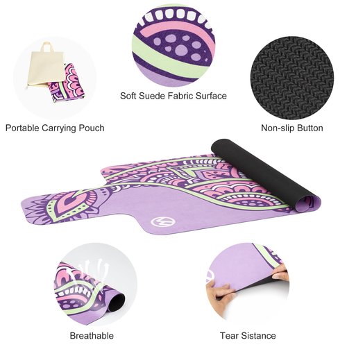 MicaYoung Pilates Reformer Mat Cover Non-slip for Pilates Reformer Workout 1mm/0.04" Thick with Carry Pouch, Purple