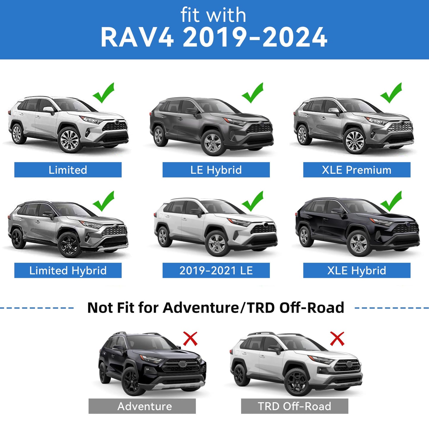 Roof Rack Cross Bars for 2019-2025 RAV4 XLE XSE Premium Limited Hybrid LE with Side Rails, Lockable Aluminum Crossbars Cargo Rooftop Luggage Canoe Kayak Bicycle roof Bag