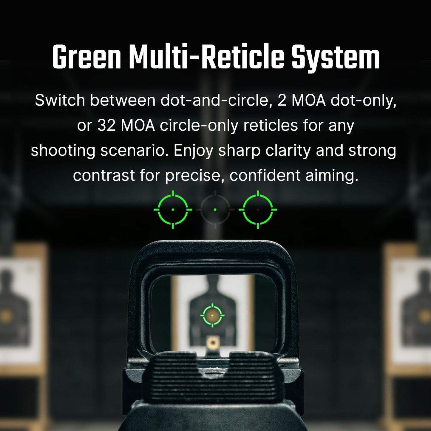 OSIGHT SE Enclosed RMSc Green Dot Optic, 2 MOA Dot & 32 MOA Circle