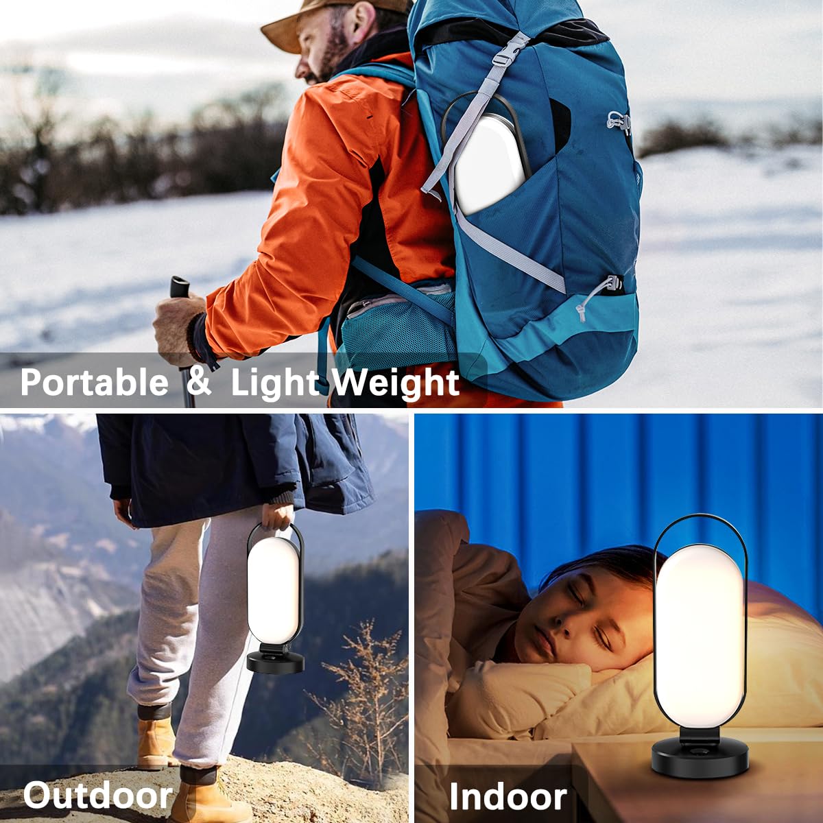 Hapfish Rechargeable Solar Camping Lantern, 5000mAh Battery Powered LED Lights, Dimmable Foldable Waterproof Camping Essentials, Lamp for Power Outages, Camping Gear, Hurricane, Emergency, Indoor