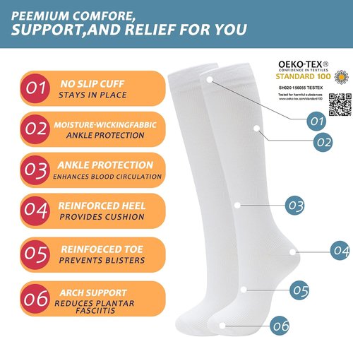 Fenglaoda Compression Socks - 3 Pairs Knee High for Men & Women | Cute Medical & Athletic Design