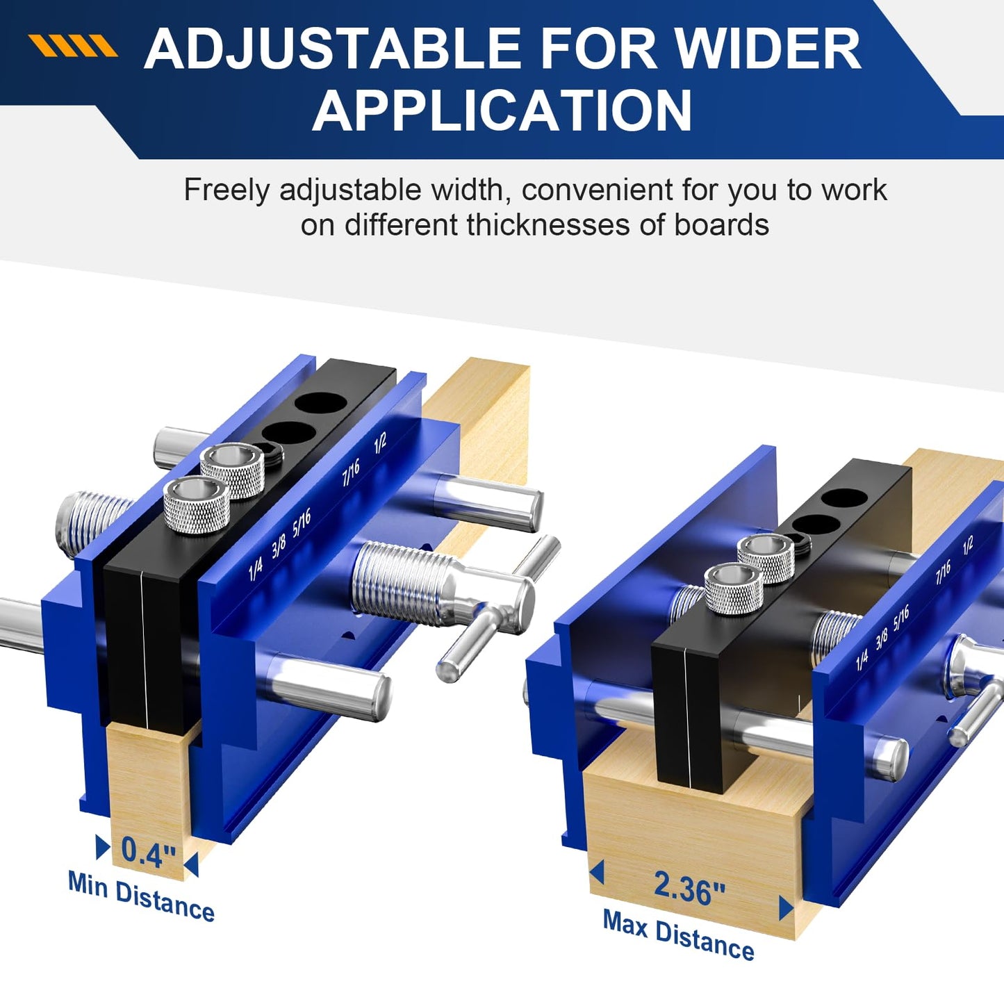 Beaiguna Self Centering Dowel Jig Kit, Drill Guide Jig Block for Straight Holes with 6PCS Drill Bushings, Premium Self Centering Doweling Jig Kit for Woodworking, Adjustable Width Biscuit Joiner Tool