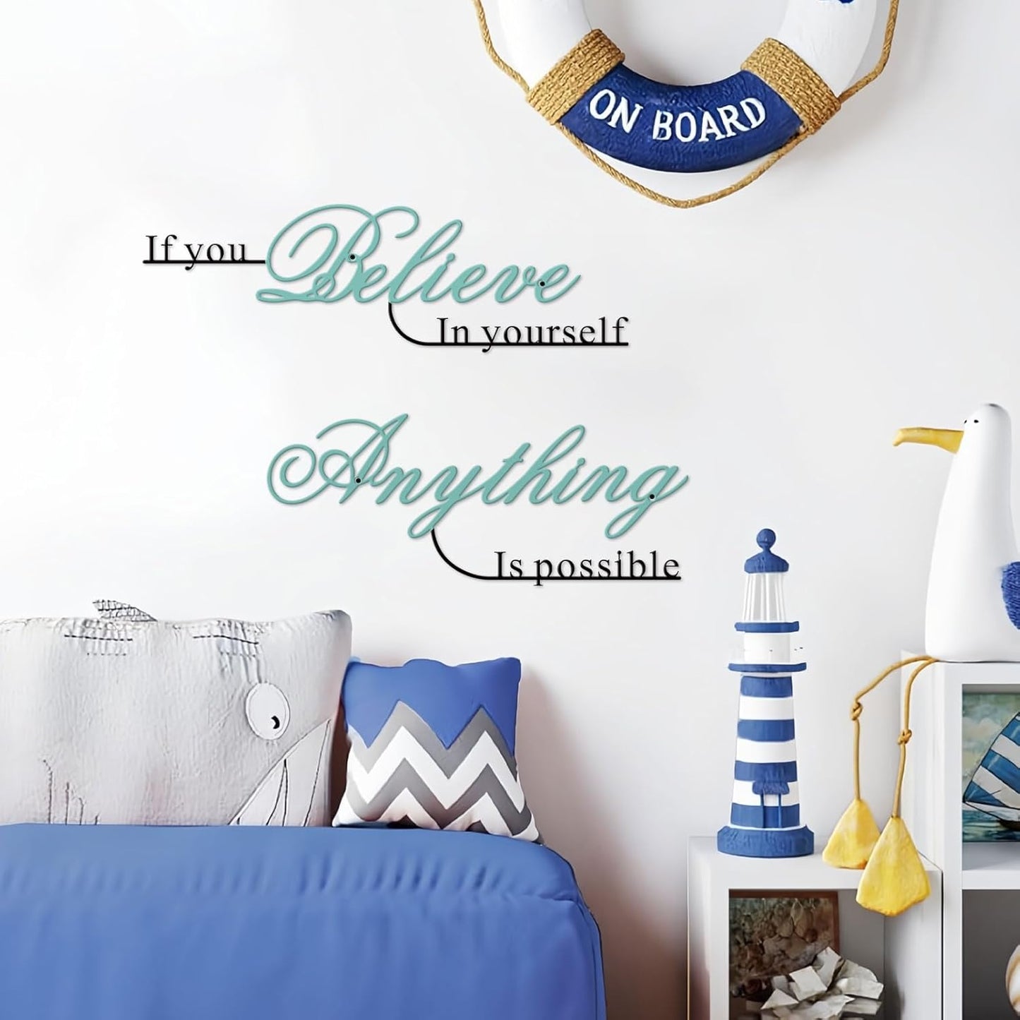 Resama Inspirational Wall Art Decor - "Believe in Yourself" Metal Quotes | 2-Piece Set, Colorful Design
