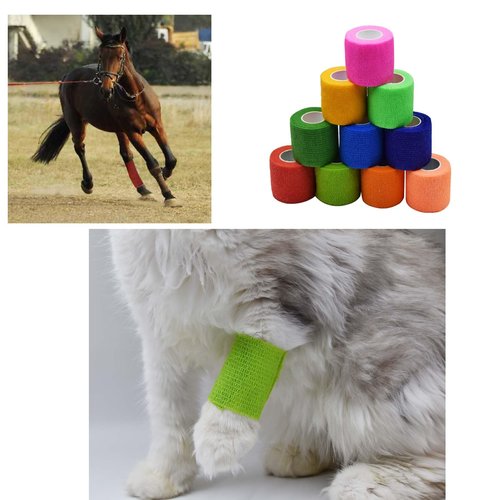 TGANNYOCR 40 Rolls Self Adhesive Bandage Wrap Bulk Breathable Athletic Tape Elastic Cohesive Bandage Adhesive Wrap Roll for Sports Wrist Ankle, 2 Inch x 5 Yard (Multi Colors)