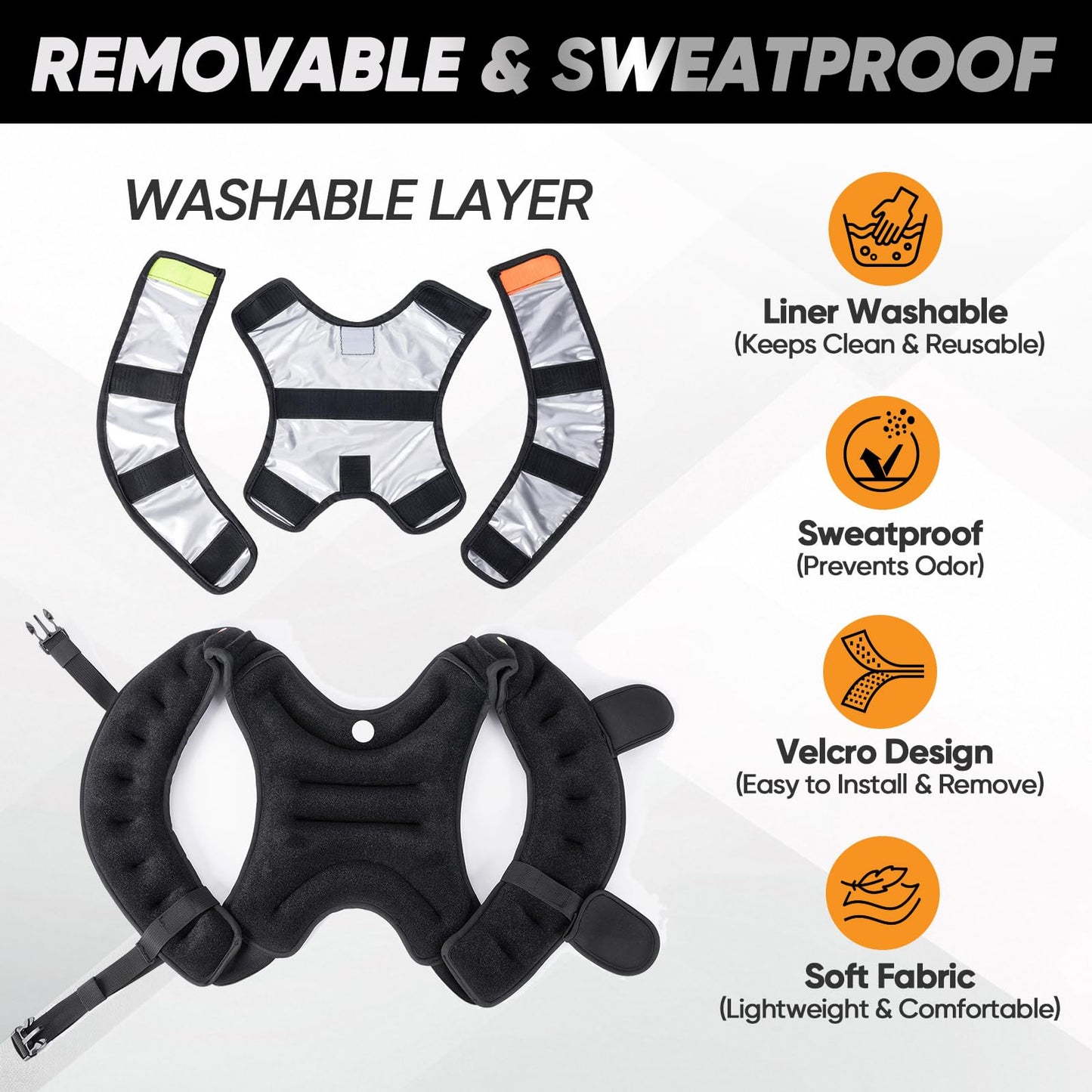 APEXUP 10lbs Weighted Vest with Washable Layer, Weight Vest for Women Men, Workout Equipment for Strength Training Running (Black/Two Layer)