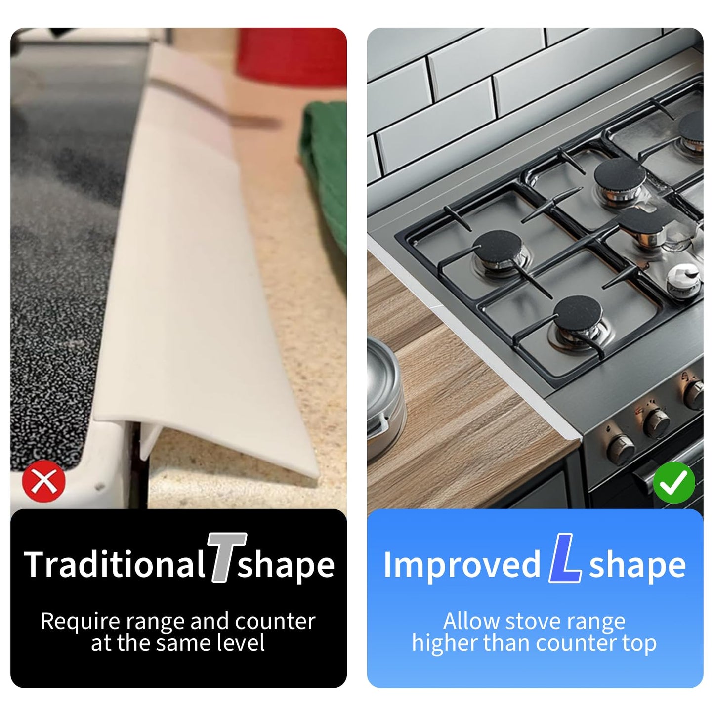 Stove Gap Covers Stainless Steel, 2 Pack, Stove Gap Filler, Stove Gap Guard, Range Trim Kit, Heat Resistant, Easy Clean, Retractable, Length 13.8” to 27.5”