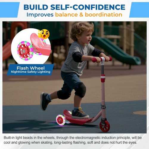 Kids Kick Scooter, Cool LED Light Up Scooter for Kids | 3 Height Adjustable | Awesome Flash Wheels, Gift for Boys & Girls (37-50") | Outdoor Play for Ages 3, 4, 5, 6