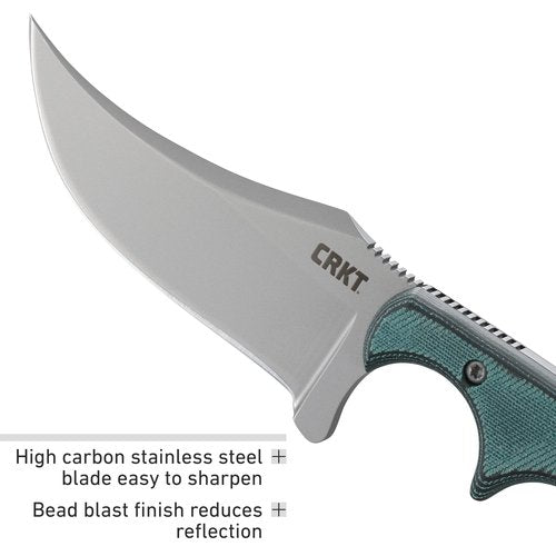 CRKT Minimalist Persian Outdoor Survival Fixed Blade Knife with Sheath: Stainless Steel Plain Edge Blade, Micarta Handle, 2379
