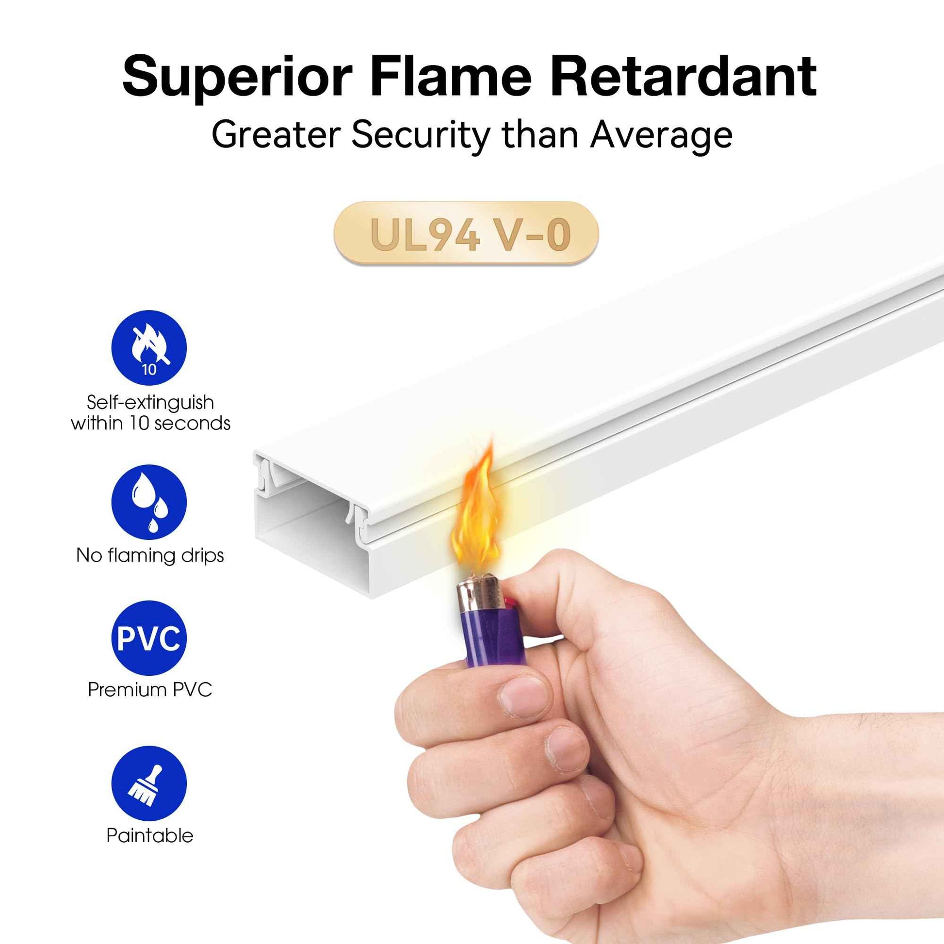 Delamu Cord Hider, Professional Cable Cover Kit for Wall, TV Wire Hider for Wall Mounted TV, Raceway Cover on Management Wires, Cable Concealer, 1.18'' H x 0.60'' W, White