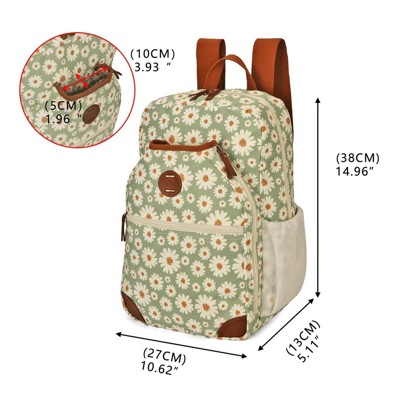 TOURBON Pickleball Bag for Men Women, Pickleball Paddle Backpack with Multiple Compartments, Clip-on Bike Pannier Rear Rack Saddle Bag for Bicycle (Green with Flower)