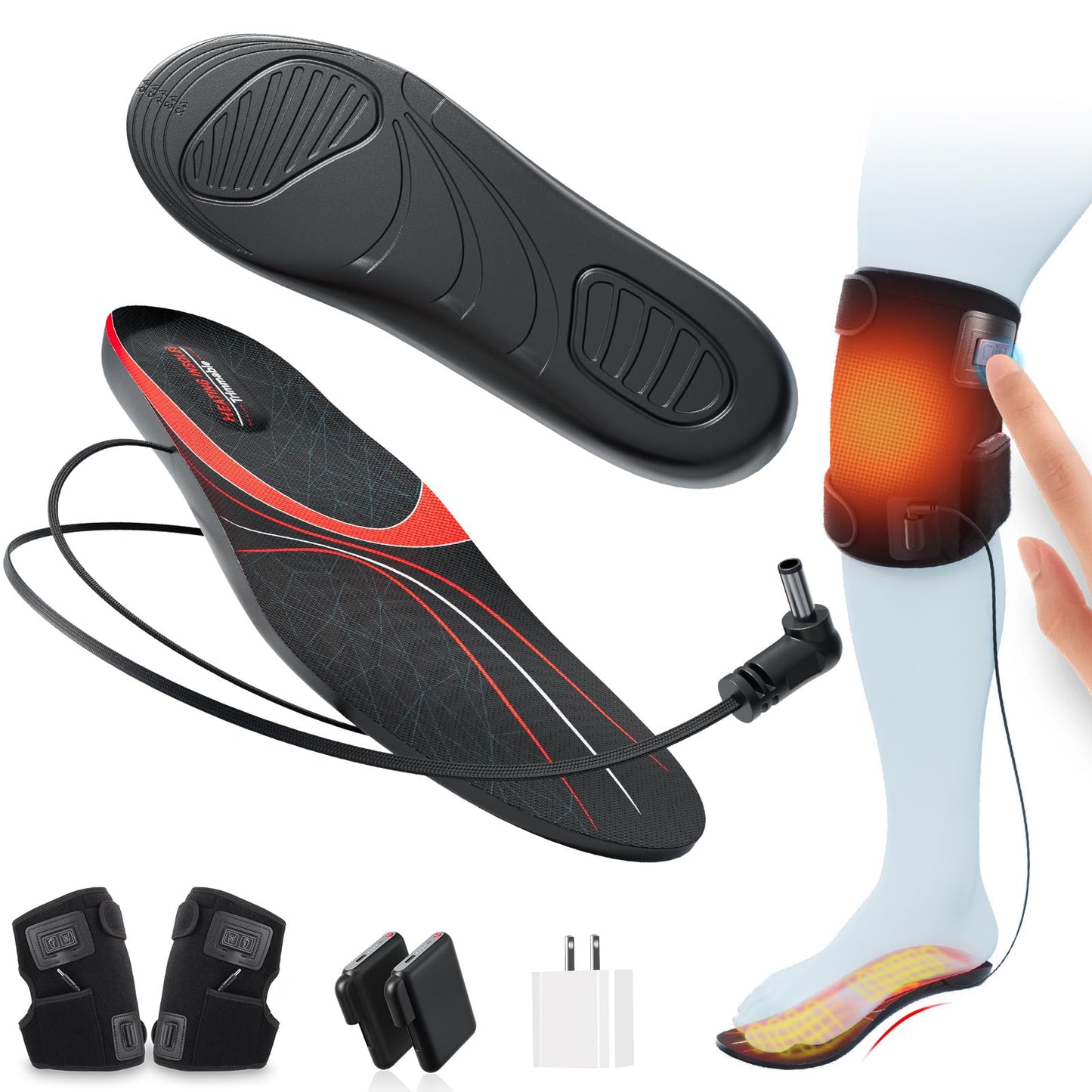 Heated Insoles, Kamlif 7.4V Rechargeable Foot Warmers, Heated Shoe Inserts Winter Thermal Soles for Men and Women, Skiing, Hunting, Hiking, Camping Outdoor Sports