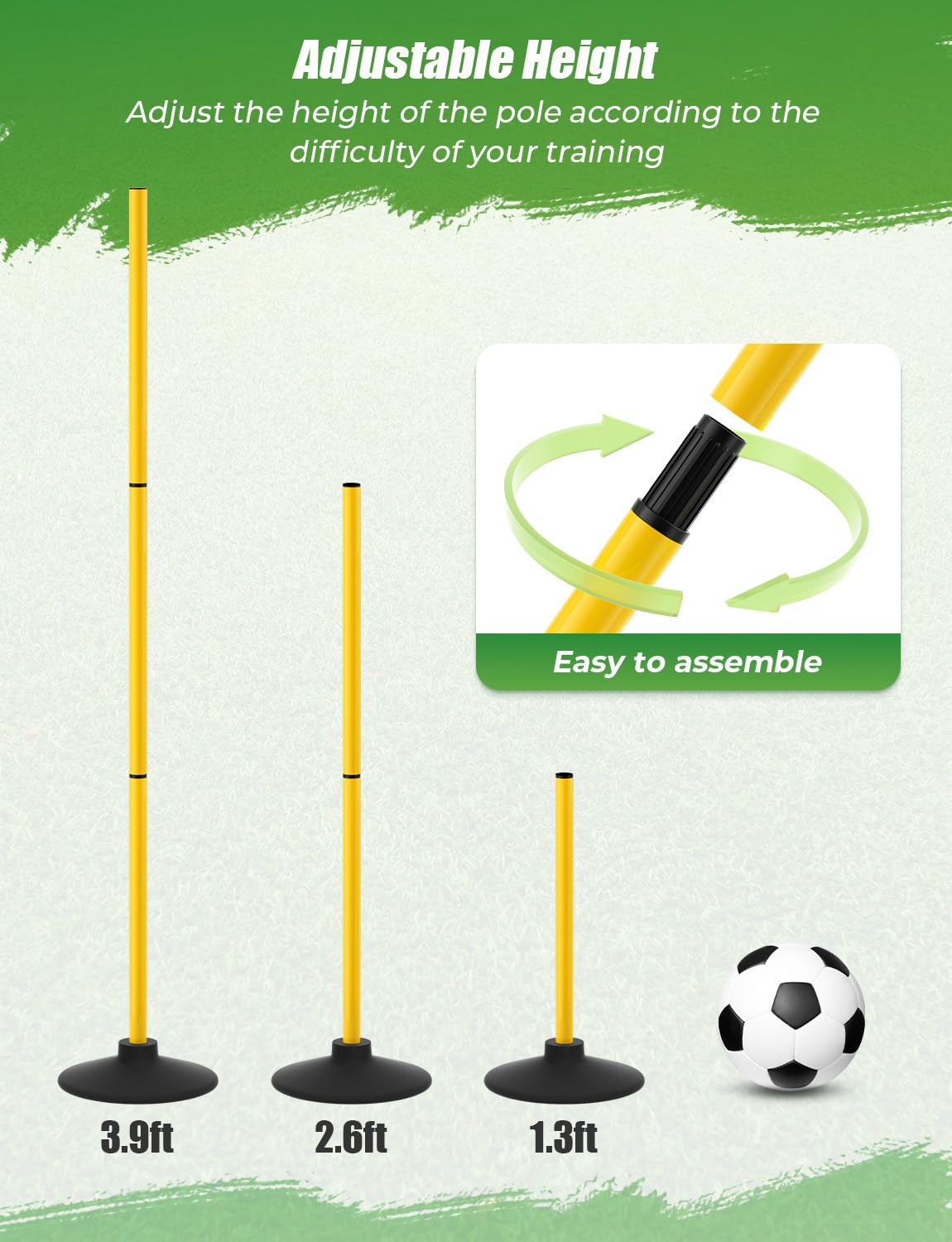 GHB Agility Poles 4 Pack 50" Sports Soccer Training Poles