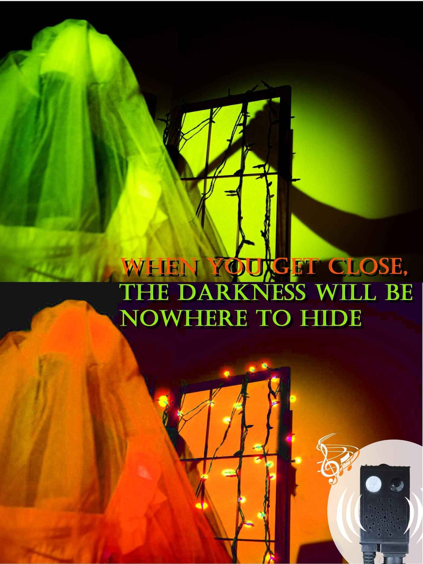 DOTWAYAW 400 LEDs Halloween LED String Lights with Spooky Music and Motion Sensor - Outdoor Waterproof Orange Lights with Sounds for Halloween Thanksgiving and Christmas Decoration