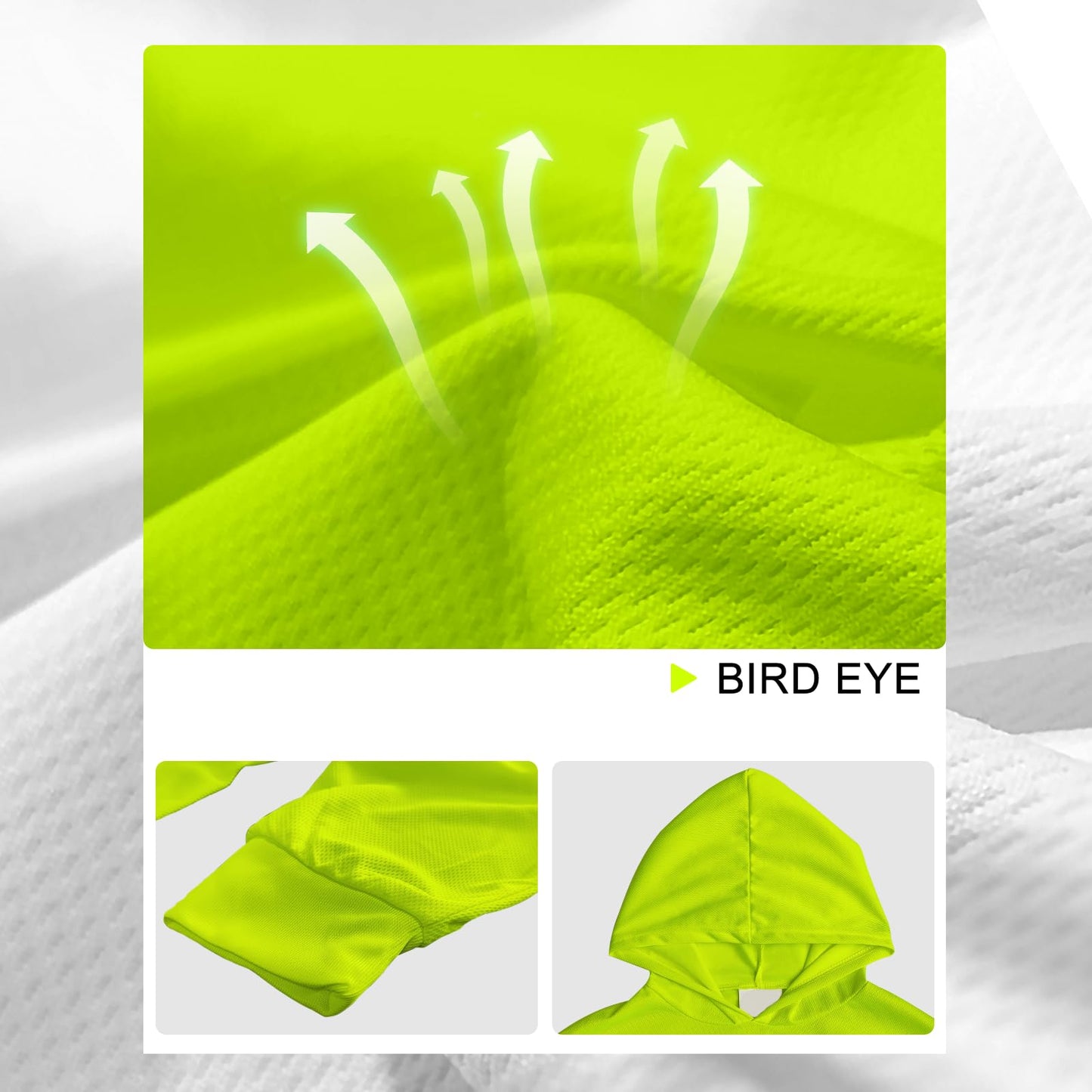 SUXIBIP Hi Vis Safety Hoodie, High Visibility Shirts for Men, Long Sleeve, Construction Work Shirts with Sun Protective Hood (Yellow, 3X-Large, 1 Pack)