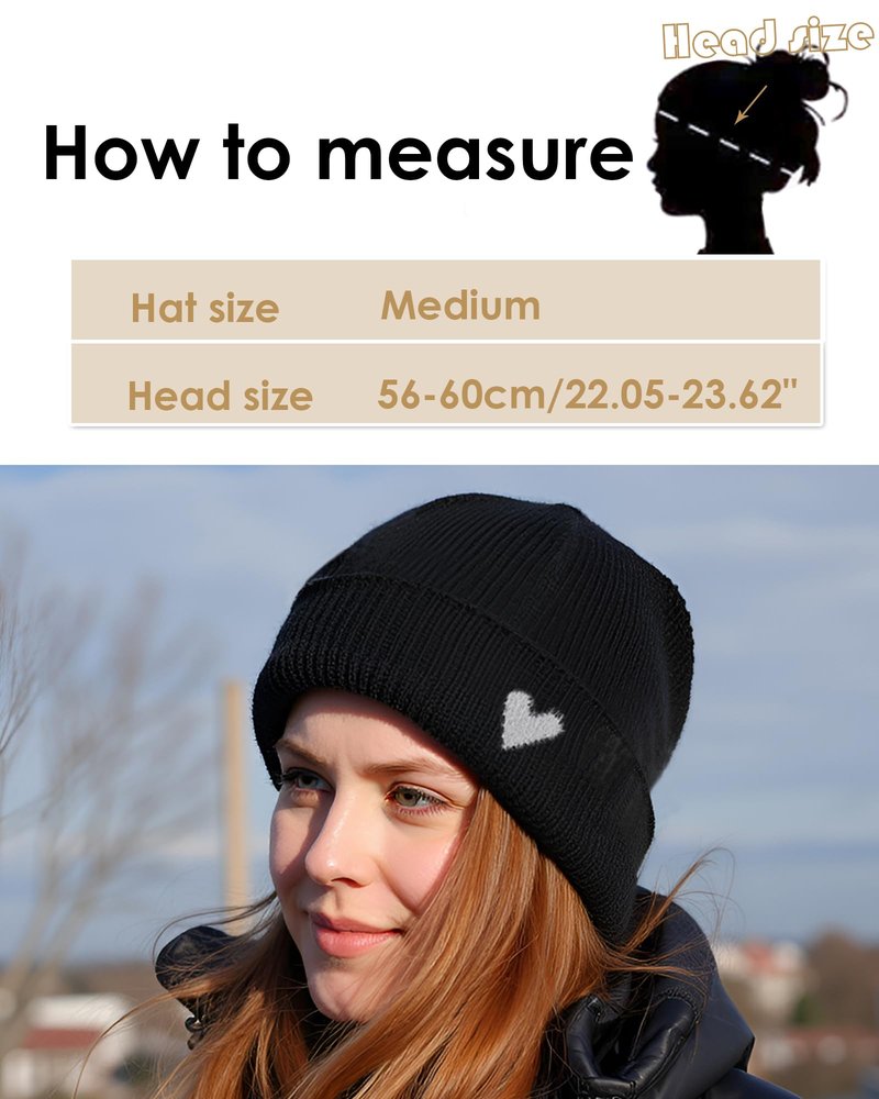 Gossifan Warm Winter Hats for Women Knit Beanie Hat Skull Cap Beanies Hats-Black