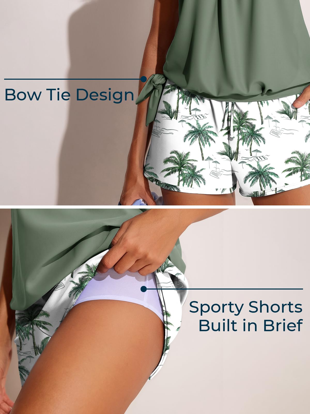 Summer Mae Womens Tankini Swimsuits with Shorts Bathing Green Shadow XL