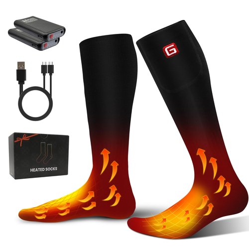 Heated Socks for Men Women - Rechargeable, Washable, Battery Heated Electric Socks Up to 10 Hours with 3 Heating Levels for Hunting, Camping, Hiking, Skiing, Fishing, Cycling, Outdoor Work
