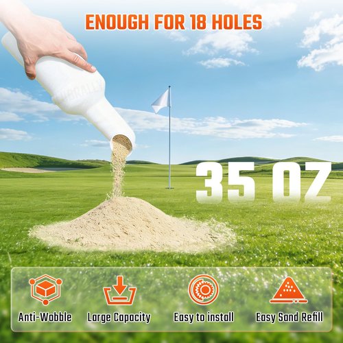 CLUBRALLY Golf Cart Sand Bottle with Holder, Universal No Drilling Sand Bottle Kit, Large Capacity Divot Filler Sand Container, Fits Club Car, EZGO, Yamaha with 1" Square Tubes -1 Pack