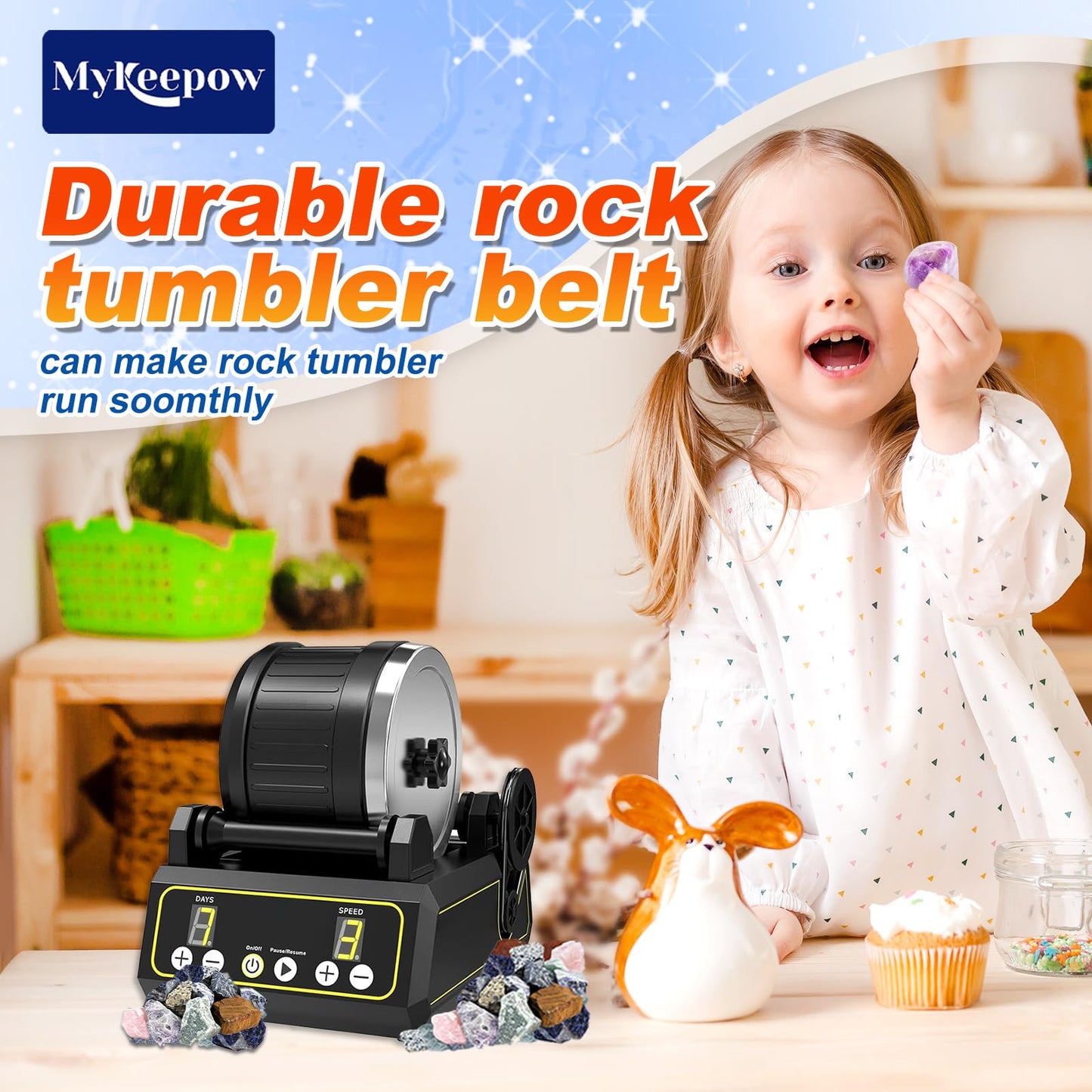 MyKEEPOW Rock Tumbler Belts Compatible with Koolstone Rock Tumbler Model C1 & C1 Pro & C3, 6 Pack