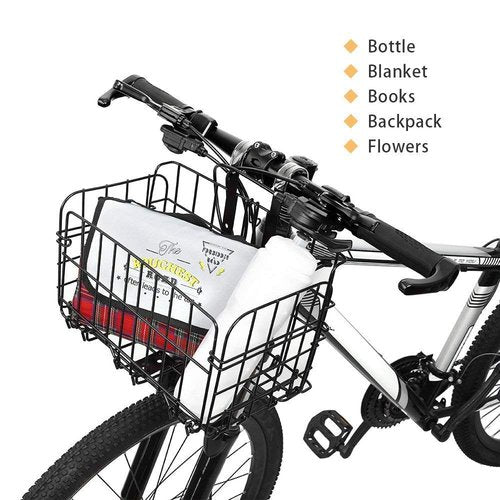 HOMEE Folding Rear Bike Basket Wire Mesh Fold-Up Detachable Front Bag Rear Hanging Bike Basket Bicycle Bag Cargo Rack for Mountain Bike Accessories Bike Frame Basket 1 Pack