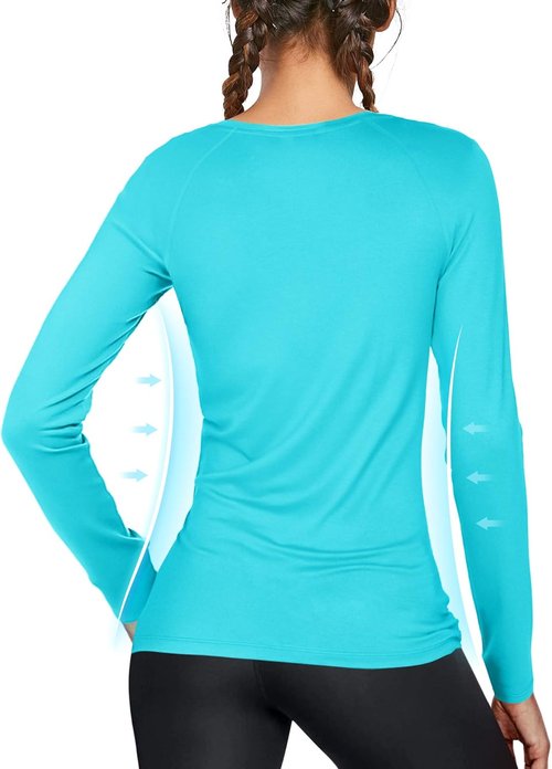 Isnowood Women's Long Sleeve Sun Protection Shirt - UPF 50+ UV Rash Guard for Active Outdoor Wear
