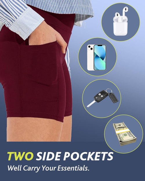 Campsnail Biker Shorts for Women - High Waisted Spandex with Pockets | Tummy Control, 3"/5"/8" Sizes