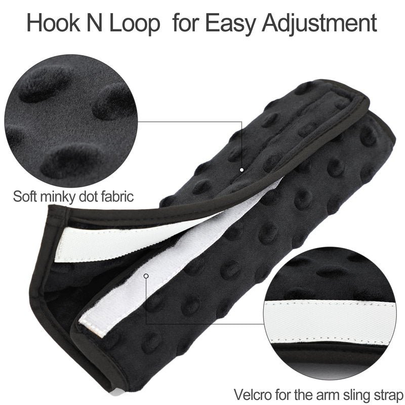 Cushioned Arm Sling Padding for Neck Slim Sling Pad Neck Strap Cushion Comfort Shoulder Support Rotator Cuff Surgery Arm Immobilizer Brace Carry Padded Cover Pillow Wrist Hand Injury, Pack of 2 Black