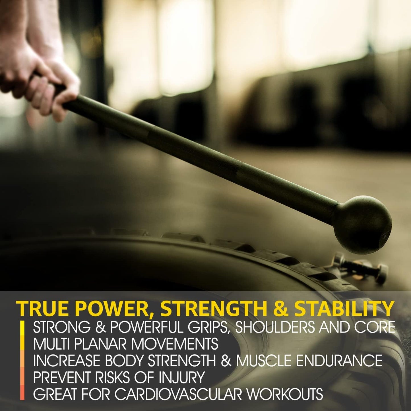 Yes4All Steel Mace Bell - Versatile Strength Training Tool for Full Body Workouts | 5-30 LB Options