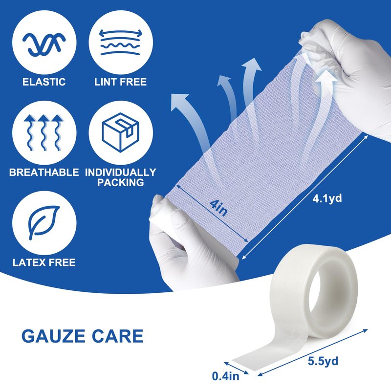 Navona 48 Pack Gauze Rolls 4 in x 4.1 Yards, Individually Wrapped Rolled Gauze Breathable, Mummy Wraps, Guaze Wrap Roll for Wounds