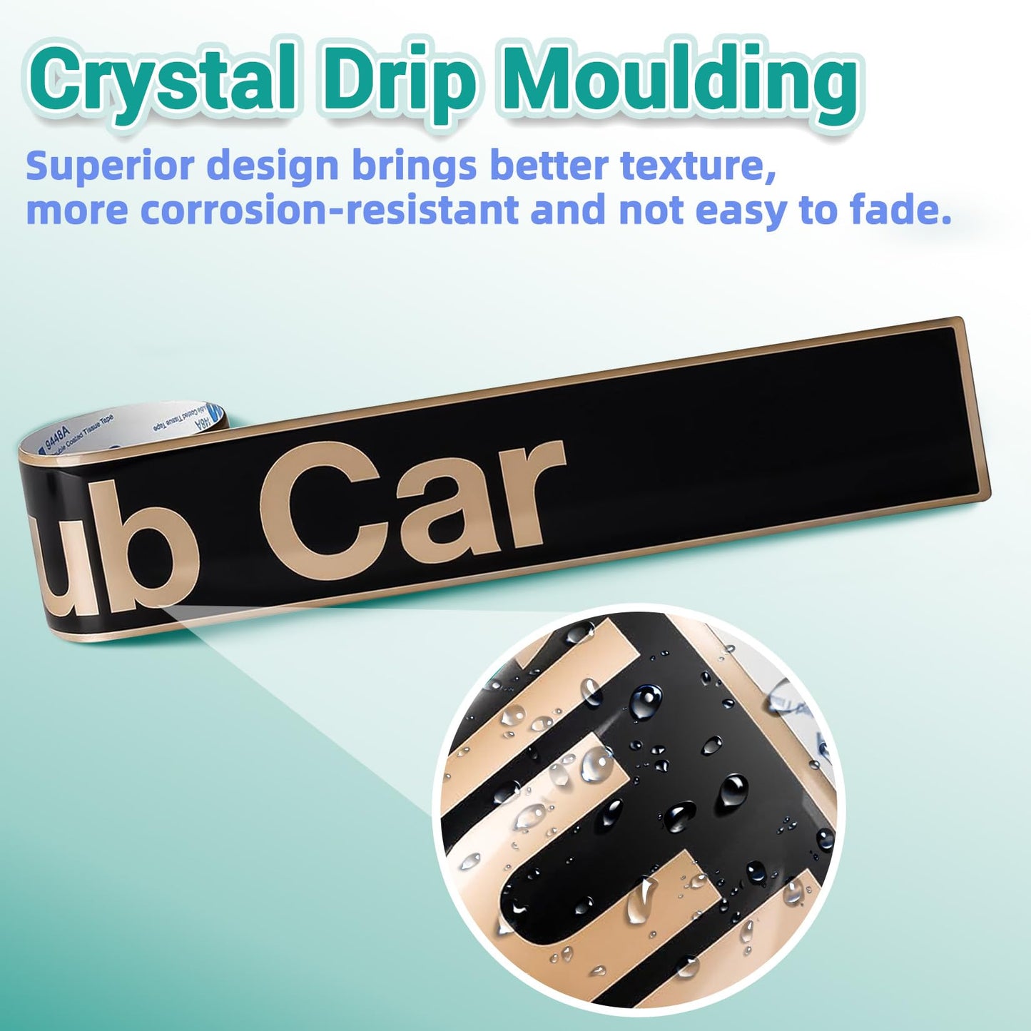 DRIVE UP Name Plate for Club Car Precedent, Black Gold Decal for Golf Cart 15.74"×2.24" Emblem