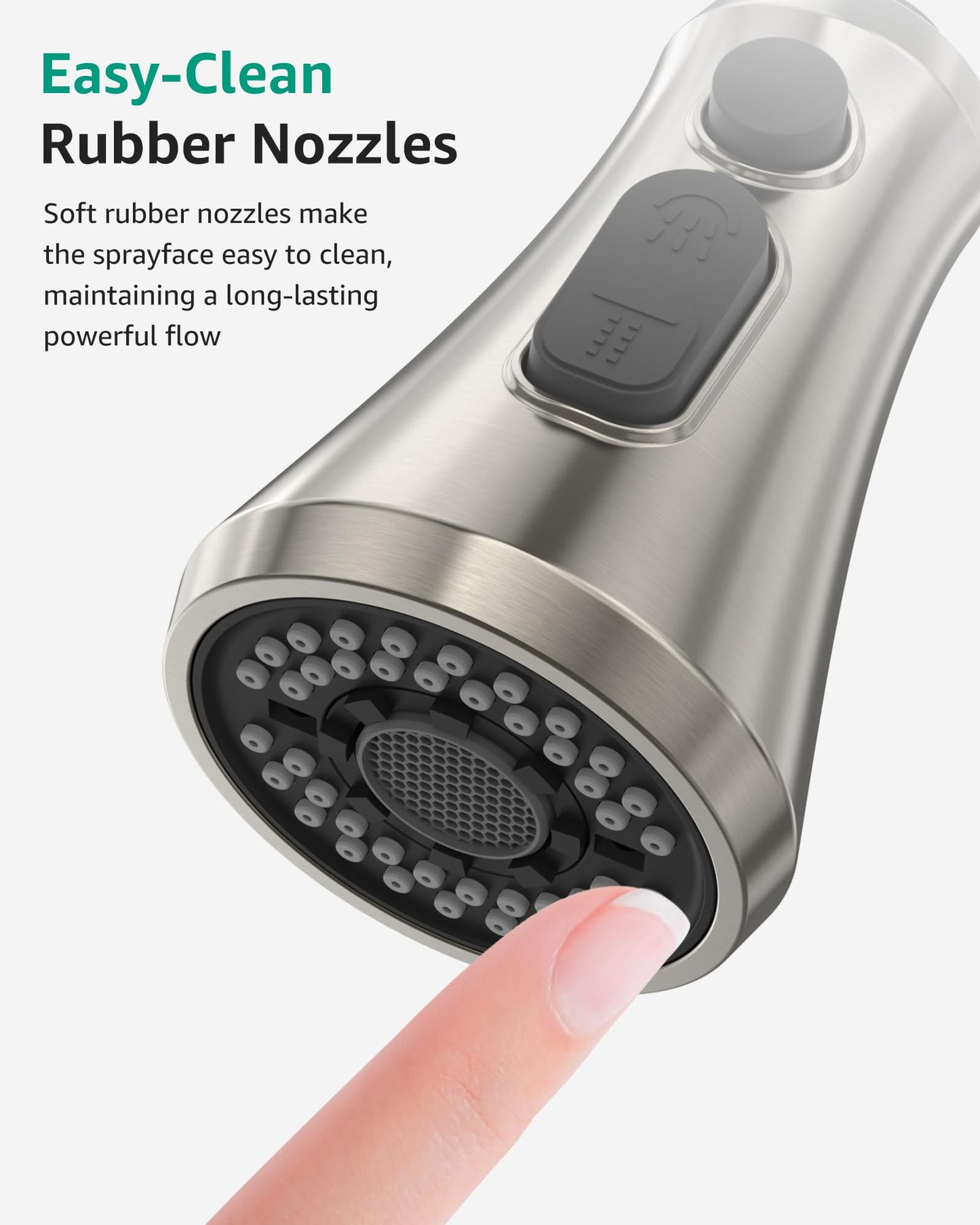 Mbillion Universal Brushed Nickel Kitchen Faucet Sprayer Head Replacement, 3 Function ABS Sink Faucet Head, Pull-Down Nozzle with 14 Adapters, Compatible with Moen,Delta,Kohler,WEWE American Standard