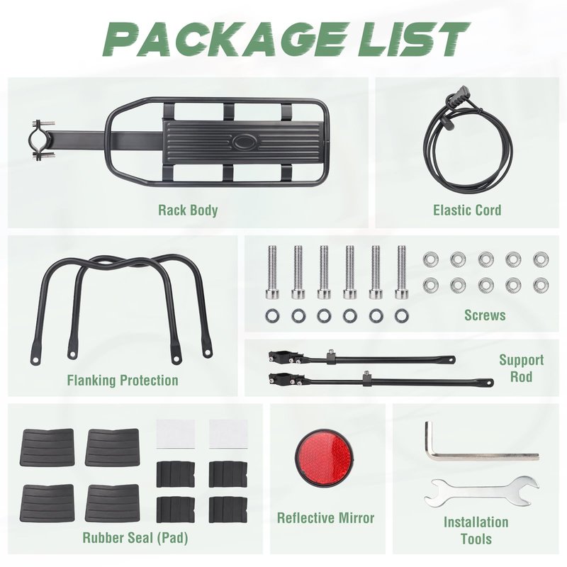 ZUKKA Rear Bike Rack Adjustable Universal Rear Bike Rack 110lbs Load Capacity Quick Release Bike Cargo Rack Luggage Bike Rack Rear Mountain Bike Rack