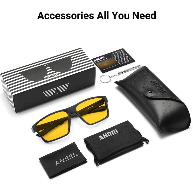 ANRRI Night Vision Sports Sunglasses for Men Driving Sunglasses Lightweight Tr90 Frame for Cycling Fishing Running UV400 Protection