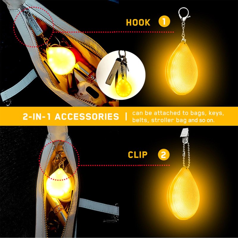 Tubasion 2-in-1 Purse Light with Clip & Hook, USB-C Rechargeable Handbag Light, Ultra Bright Bag Lights for Purses, Upgraded Automatic Sensor Purse Must Haves Accessories Gift for Mother/Women(1-Pack)