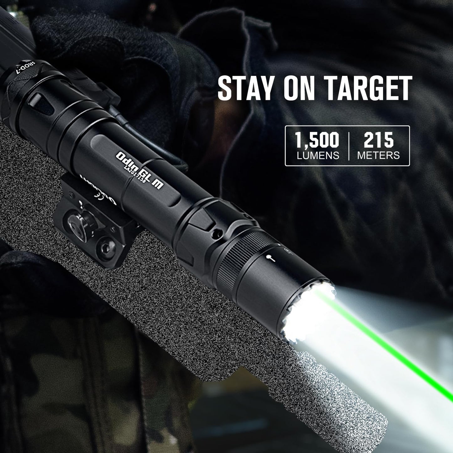 OLIGHT Odin GL M 1500 Lumens Mlok Tactical Flashlight with Green Beam