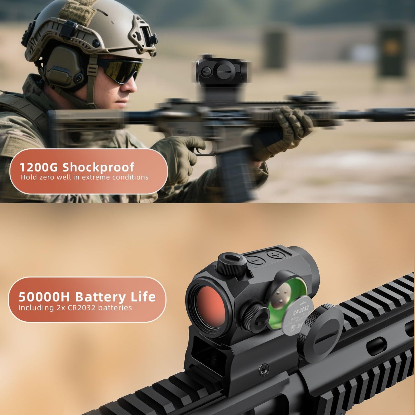 Motion Awake 2MOA Red Dot Sight, 11 Brightness Settings, IPX7 Waterproof Fogproof 1000G Shockproof, 50000H Battery Life 1x20mm Compact Optics with Absolute Co-Witness Mount for 20mm Picatinny Rail