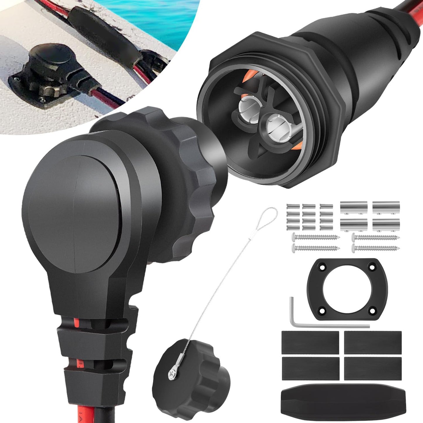 Minn Kota Trolling Motor Plug & Receptacle - Waterproof 12V/24V/36V/48V Connector for Marine Use
