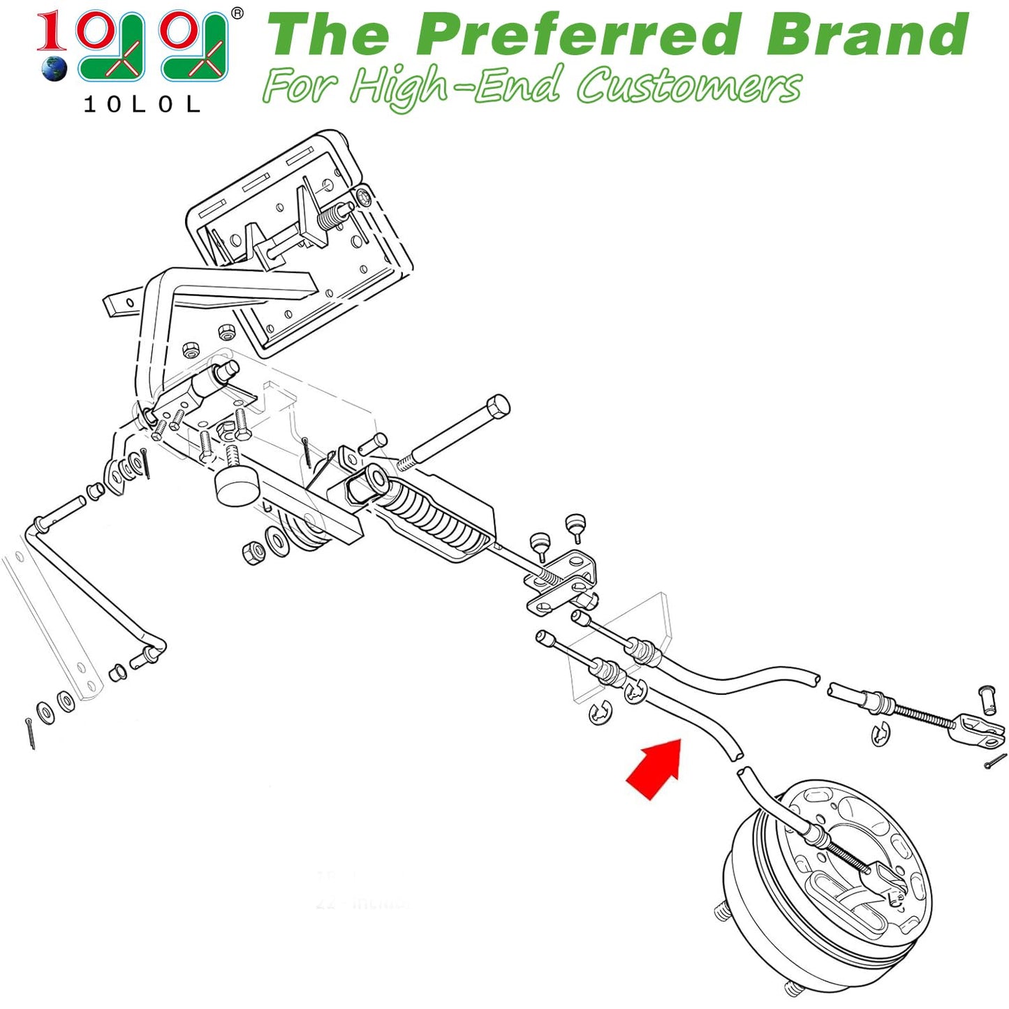 10L0L Golf Cart Brake Cable Stainless Steel Core Fits for EZGO TXT 1994-Up OR EZGO TXT Marathon Medalist, Driver & Passenger Side Brake Cable OEM# 70716-G03 70273-G03 70969-G03