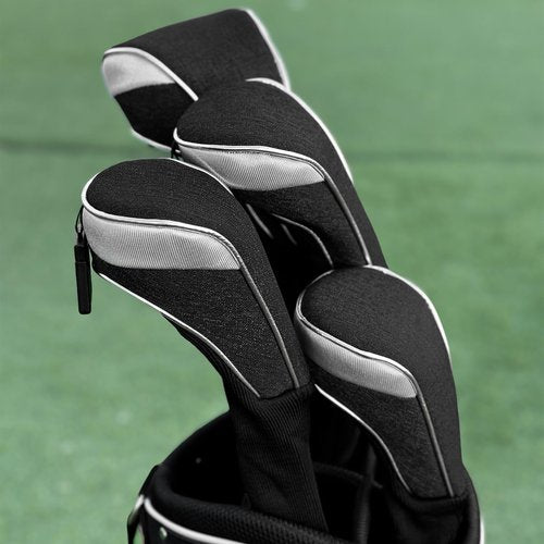 Andux 5pcs/Set Nylon Golf Wood Club Head Covers 460cc Driver Covers with Long Neck Black