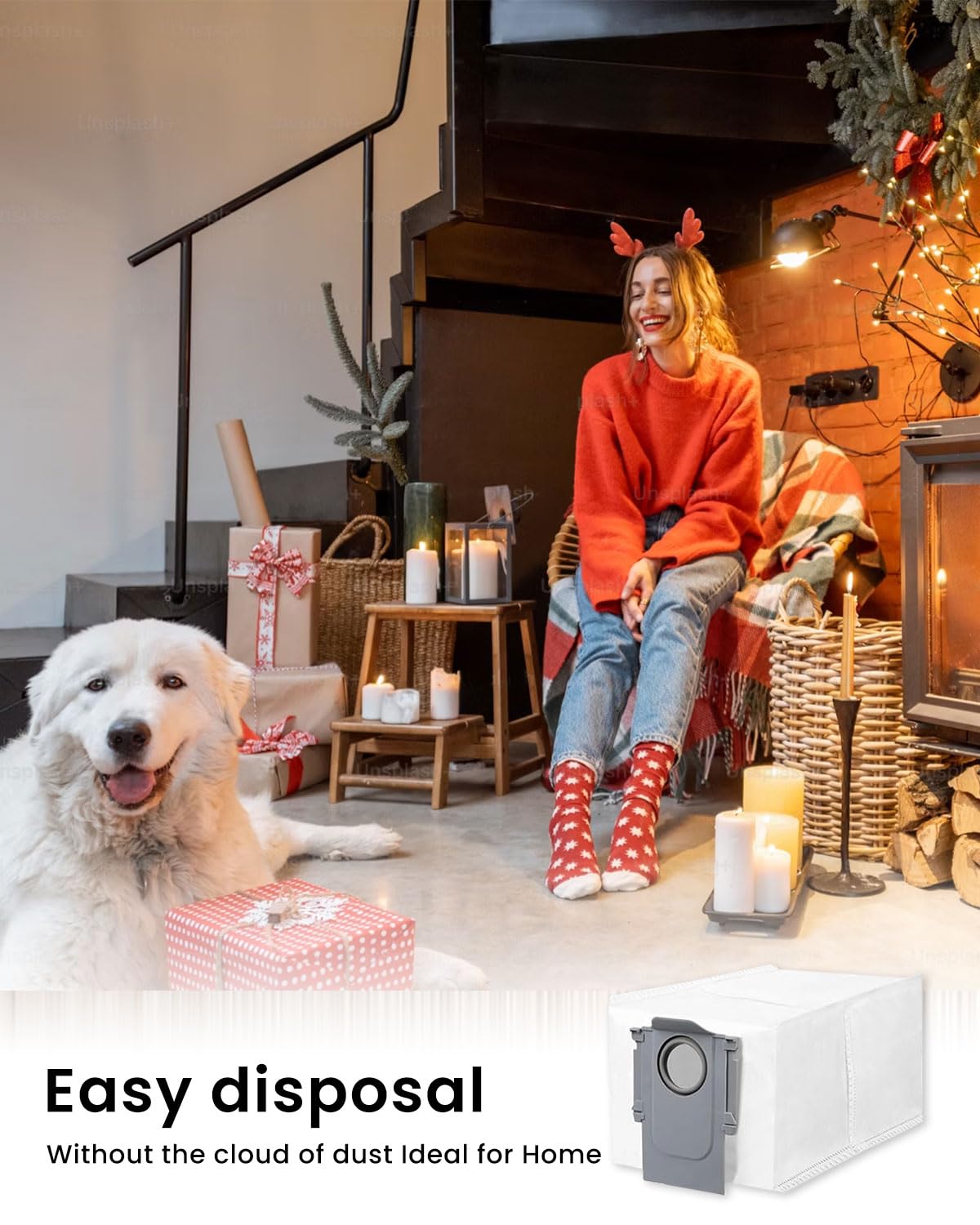 6Pack Vacuum Dust Bags for Roborock QV 35A,Qrevo S5V,Saros 10/10R/Qrevo/Q RevoS/Qrevo Pro/Plus/MaxV/Master/Curv S5X/Edge S5A/Qrevo Slim Robot Vacuum Dirt Disposal Bags,2.7L Large Qrevo Dust Bag