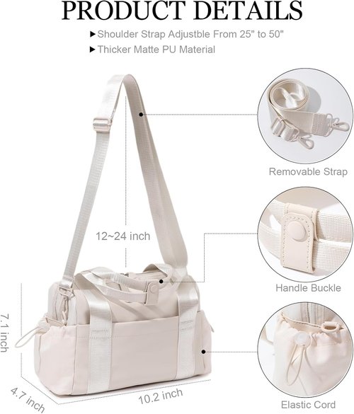 Bucosd Mini Crossbody Gym Bag - Stylish Duffle with Wet Compartment for Women | Beige
