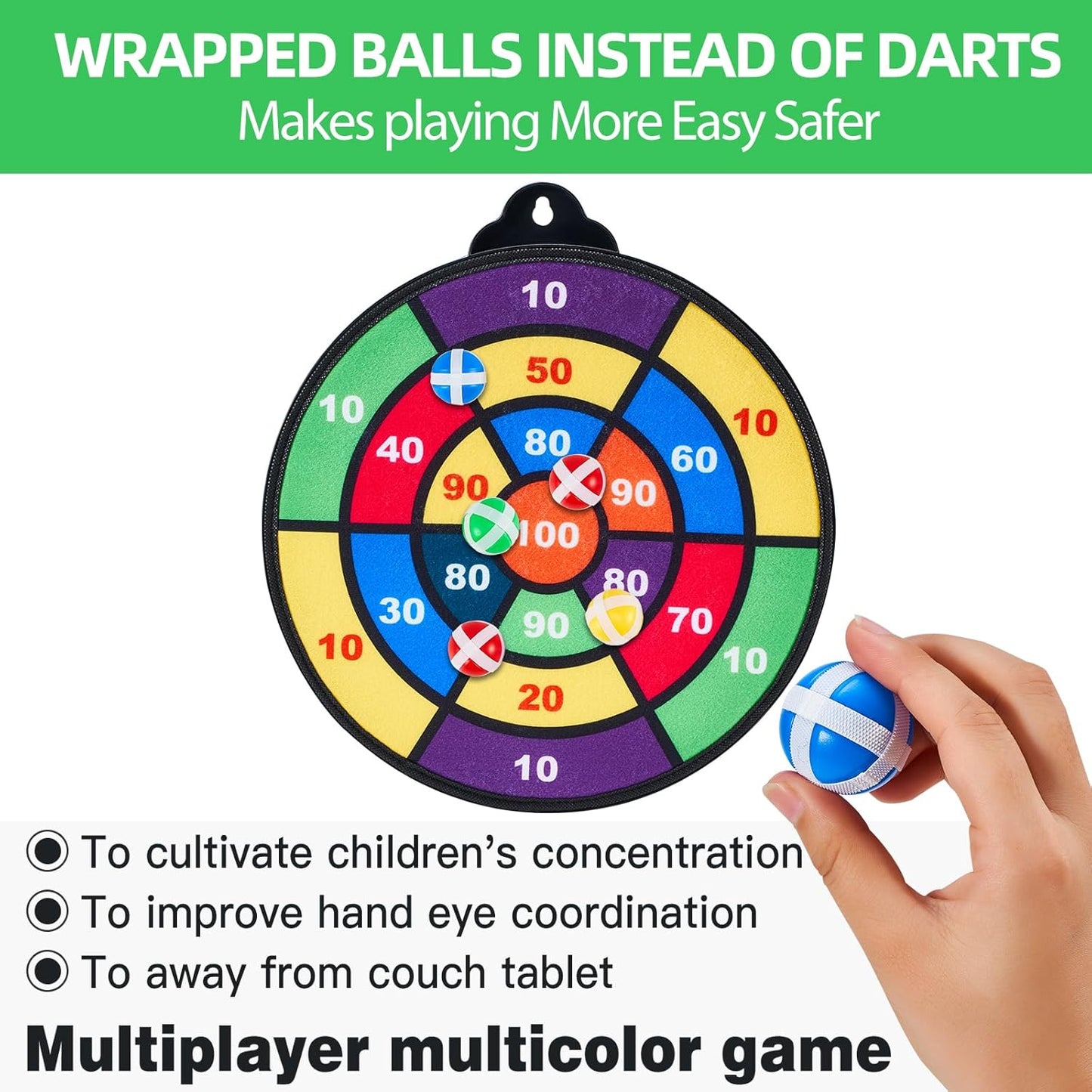 Moopok Magnetic Dart Board for Kids - 12 Magnetic Darts & Sticky Balls | Indoor/Outdoor Fun for Ages 3-12